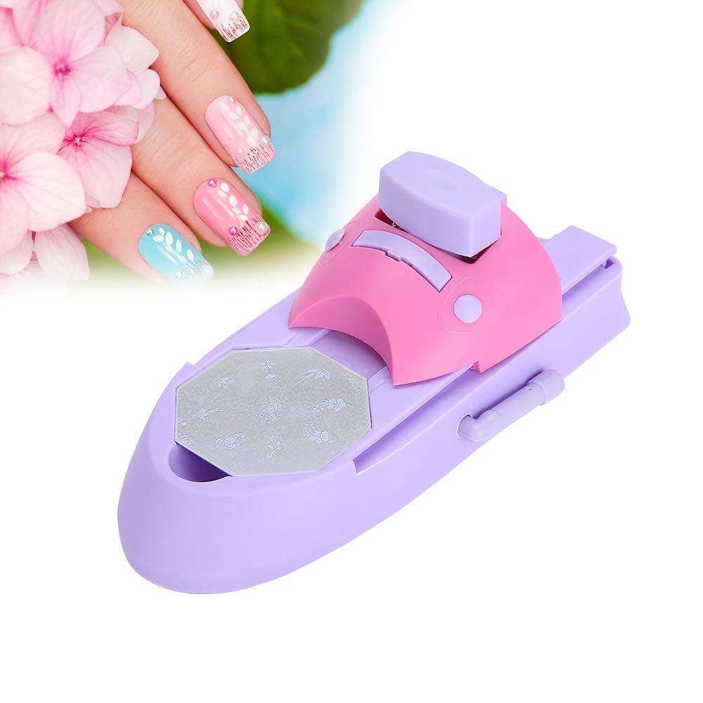 Nail Art Pattern Printer, DIY Stamper Manicure Printing Machine Printers Tool Set (1*Main Machine + 6*Pcs of Stainless Steel printed Templates + 1*User Manual)