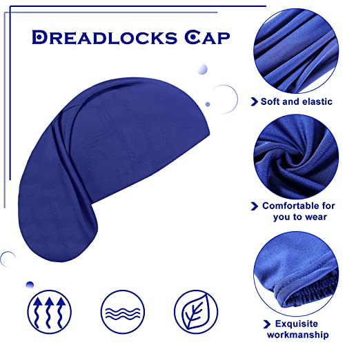 4 Pieces Unisex Dreadlock Cap Long Hair Dreads Head Wrap Sleeping Cap Hair Accessories Sleep Bonnet for Men Women (Black, White, Blue, Gray)