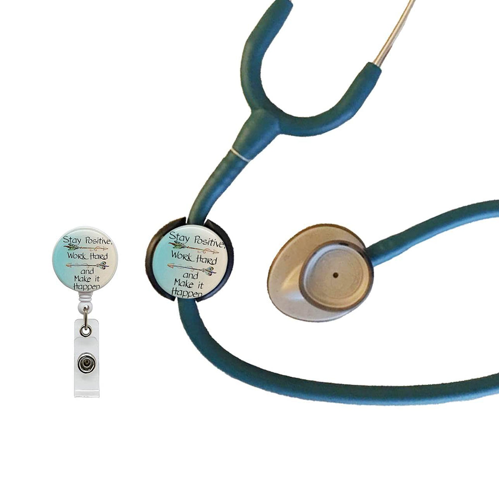 Stethoscope Tag,Steth ID Tag,Nurse Doctor Stethoscope ID Tag and Retractable Badge Reels Set, Stethoscope Charms Accessories and Badge Holder,Set of 2