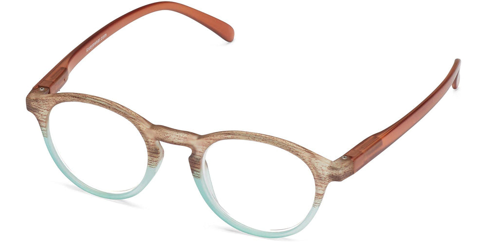 ICU Eyewear Laredo Round with Wood Patterned Temples Aq