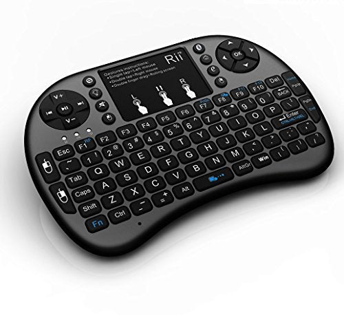 (Upgraded) Rii i8+ Mini Bluetooth Keyboard with Touchpad&QWERTY Keyboard, Backlit Portable Wireless Keyboard for Smartphones laptop/PC/Tablets/Windows/Mac/TV/Xbox/PS3/Raspberry Pi.Black