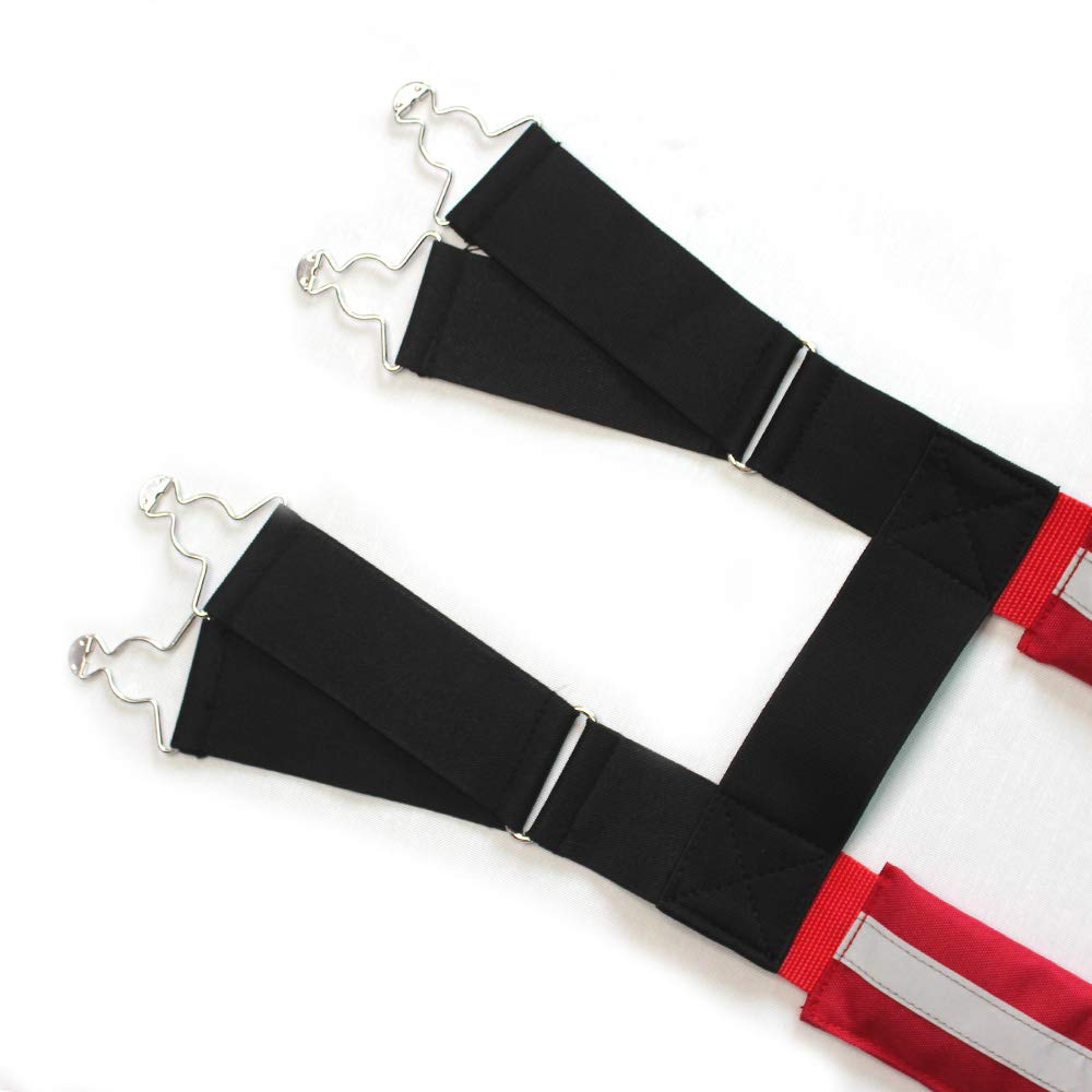 Firefighter Pant Suspenders Fire/Rescue Quick Adjust Suspenders with Reflective Strip (48 inch-, Red Reflective)…