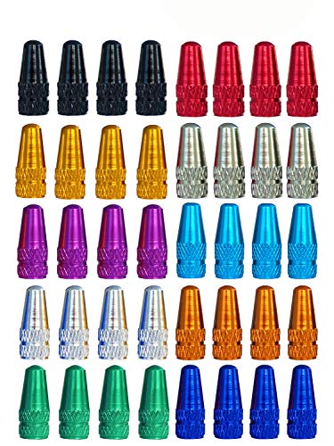 Winorda 40 Pieces 10 Colors Bike Tire Valve Stem Caps Aluminum French Bicycle Air Tire Caps Bike Valve Caps Presta Valve Caps Alloy