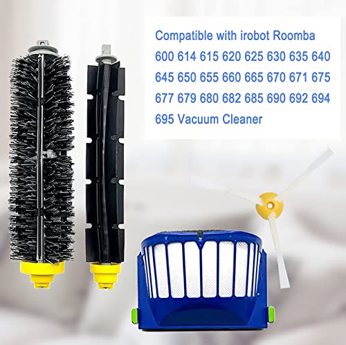 Replacement Parts for iRobot Roomba 675 690 680 660 651 650 614 610 595 585 564 552 Vacuum, Replenishment Kit 8 Filters, 8 Side Brushes, 2 Set Bristle and Beater Brush,2 Tools