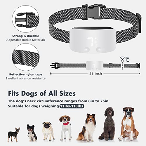 Bark Collar for Dogs,Rechargeable Anti Barking Training Collar with 7 Adjustable Sensitivity and Intensity Beep Vibration for Small Medium Large Dogs (White)