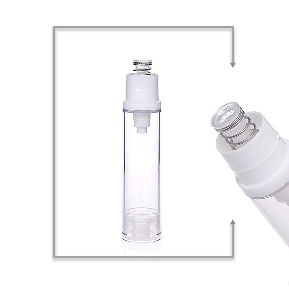 10pcs Airless Pump Press Bottle Empty Plastic Vacuum Lotion Bottles Clear Containers Cosmetics Skincare Travel Size Dispenser (10ml)