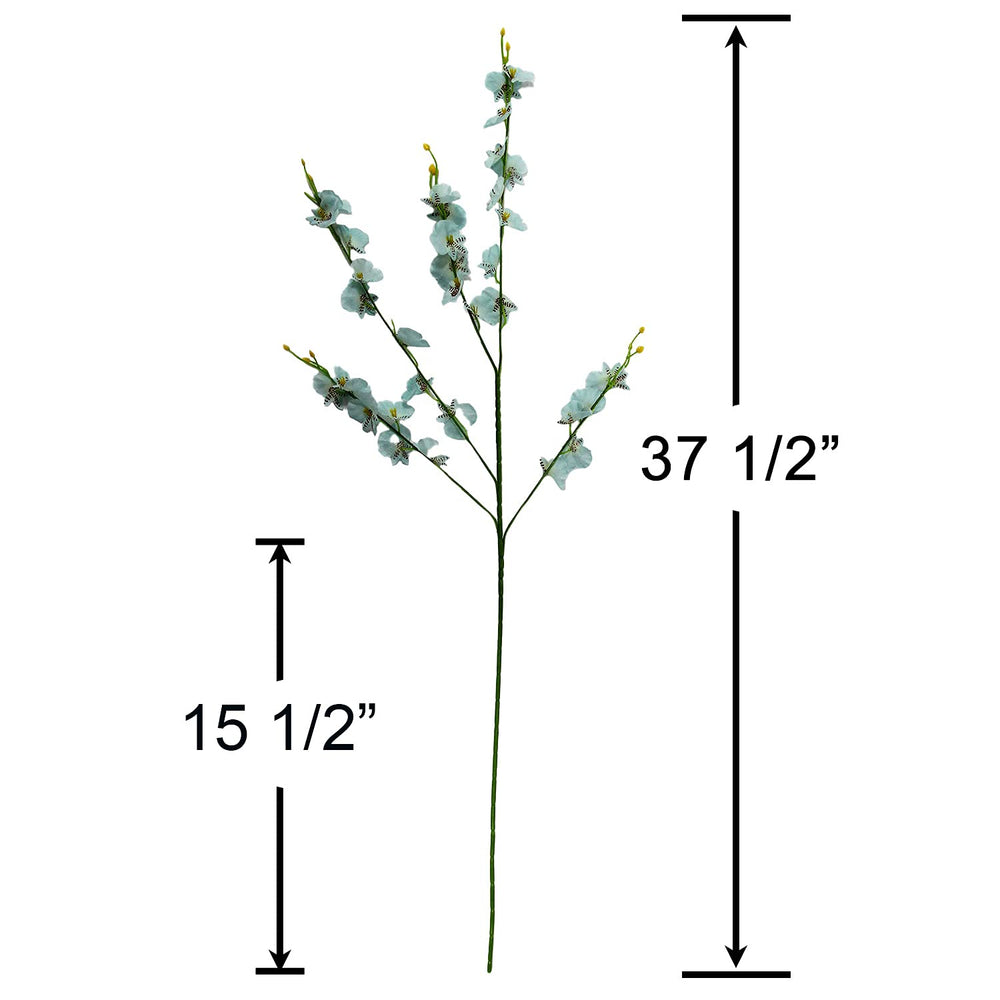 Blue Artificial Orchids Faux Flowers - 10 pcs 37.5 Inches Real Touch Fake Artificial Flowers for Wedding Home Office Party Hotel Yard Decoration (Blue, 10)