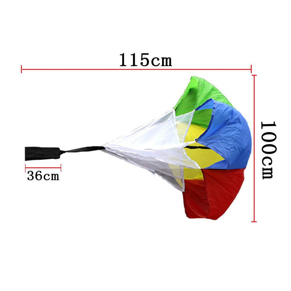 Multicolor Resistance Parachute - 43 inch Running Drag Chute with Adjustable Waist Strap for Kids Youth Power Speed Training