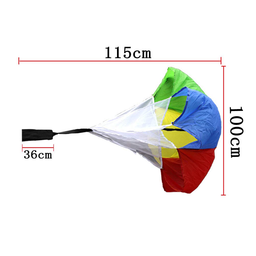 Multicolor Resistance Parachute - 43 inch Running Drag Chute with Adjustable Waist Strap for Kids Youth Power Speed Training