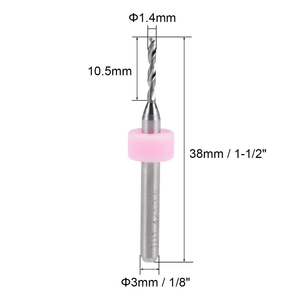 PCB Drill Bits 1.4mm Tungsten Carbide Rotary Tool Jewelry CNC Engraving Print Circuit Board Micro Drill Bits 1/8 Inch Shank 5 Pcs