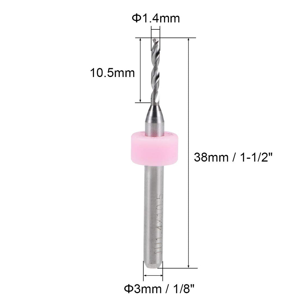 PCB Drill Bits 1.4mm Tungsten Carbide Rotary Tool Jewelry CNC Engraving Print Circuit Board Micro Drill Bits 1/8 Inch Shank 5 Pcs