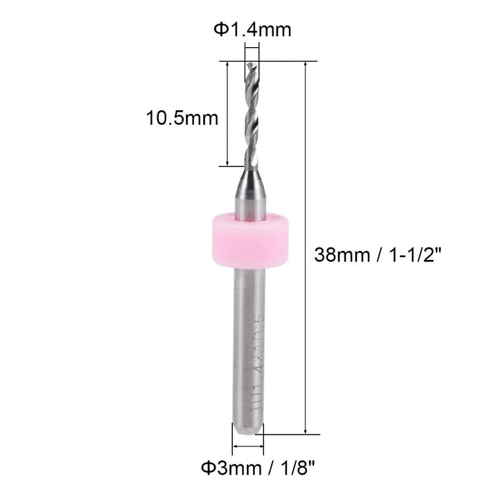 PCB Drill Bits 1.4mm Tungsten Carbide Rotary Tool Jewelry CNC Engraving Print Circuit Board Micro Drill Bits 1/8 Inch Shank 5 Pcs
