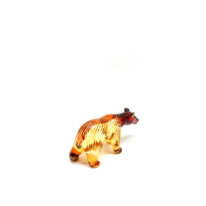Handmade Mini 2 Blown Glass Brown Bear Figurines Figure