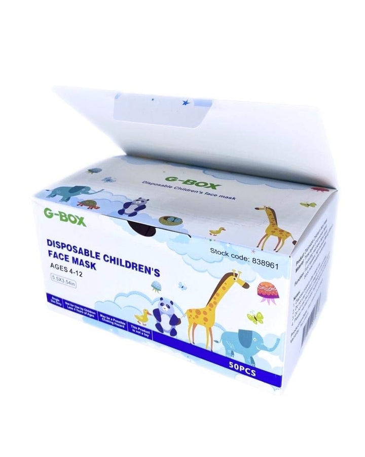 [Public Company Kids Face Masks, Children&#39;s Face Masks Disposable, 3-Layer, Cute Cartoon Patterns(100-pcs) (White Dino)