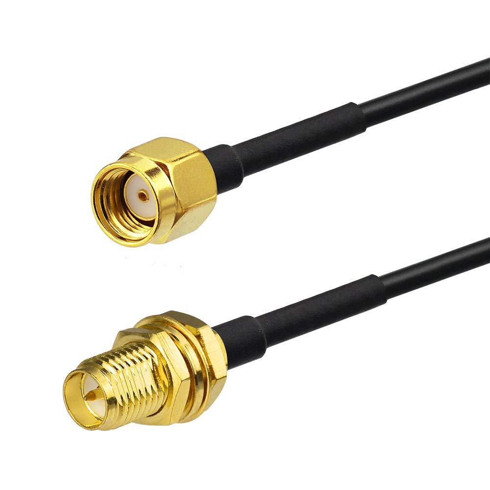 Bingfu RP-SMA Male to RP-SMA Female Bulkhead Mount RG174 WiFi Antenna Extension Coaxial Cable 1m / 3 feet (2-Pack) for WiFi Router Security Camera Wireless Mini PCI Express PCIE Network Card Adapter