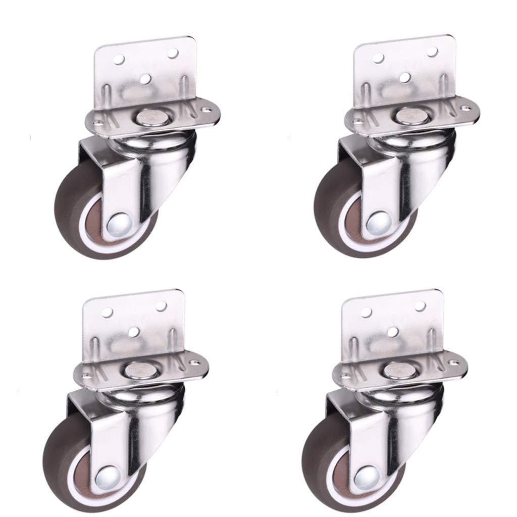 4 Pcs 1 Inch Side Mounting Casters, TPE Swivel Plated Caster Wheels, L- Shaped Mute Wheel, Replacement for Baby Bed, Carts Trolley, Kitchen Cabinet, Furniture, Table, Loading Capacity 100 Lbs