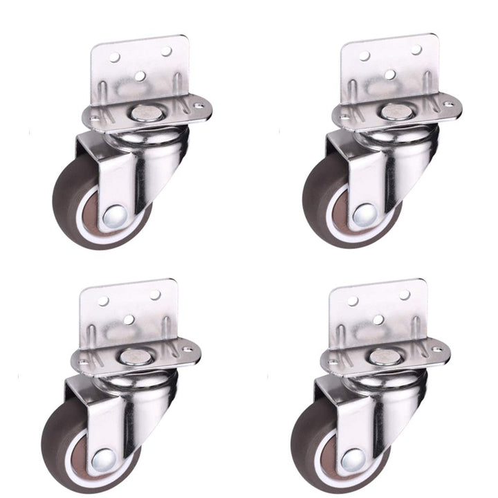 4 Pcs 1 Inch Side Mounting Casters, TPE Swivel Plated Caster Wheels, L- Shaped Mute Wheel, Replacement for Baby Bed, Carts Trolley, Kitchen Cabinet, Furniture, Table, Loading Capacity 100 Lbs