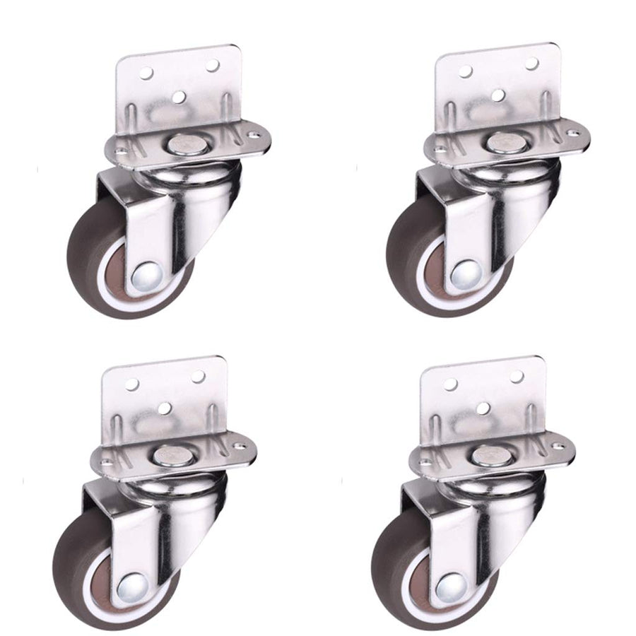 4 Pcs 1 Inch Side Mounting Casters, TPE Swivel Plated Caster Wheels, L- Shaped Mute Wheel, Replacement for Baby Bed, Carts Trolley, Kitchen Cabinet, Furniture, Table, Loading Capacity 100 Lbs