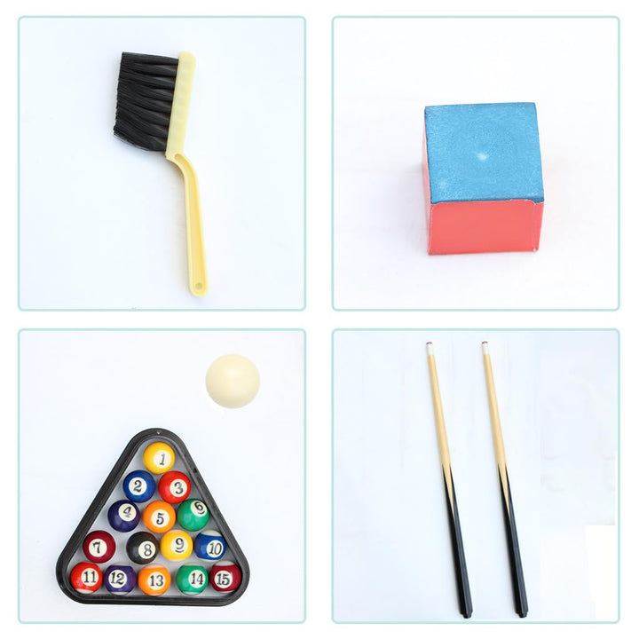 Mini Table Top Pool, Billiards Table with 15 Colored Balls, 1 Cue Ball, 1 Brush, 2 Pool Sticks &amp; Racking Triangle Portable and Fun for The Whole Family by Play