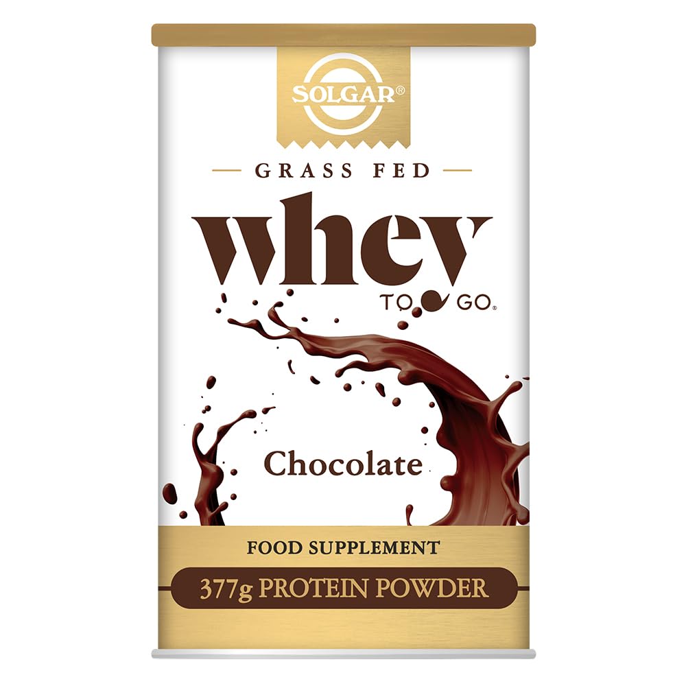Solgar Grass Fed Whey to Go Protein Powder Chocolate, 13.2 oz - 20g of Grass-Fed Protein from New Zealand cows - Great Tasting &amp; Mixes Easily - Supports Strength &amp; Recovery - Non-GMO, 13 servings