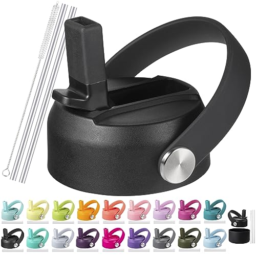 Straw Lid for Hydro Flask Wide Mouth 32 40 oz, Straw Lids with Flexible Handle and Straws compatible with HydroFlask, Replacement Sports Flex Cap Wide Mouth Top 32 40 oz