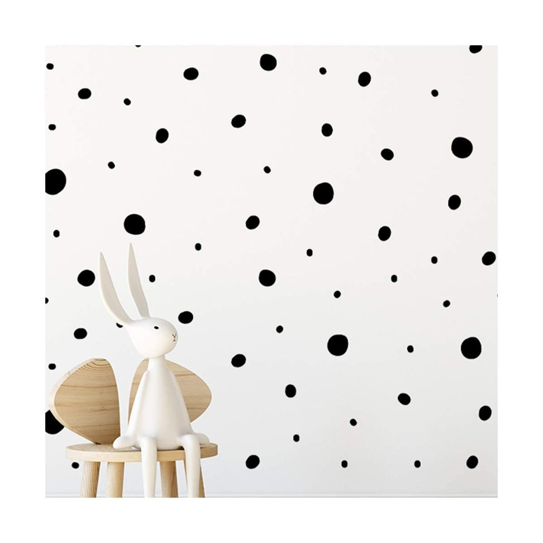 | Hand Drawn Blobs &amp; Dots Dalmatian Irregular Shape Home Nursery Decoration Polka Dot Removable Wall Art Vinyl Decal Stickers | (Pack of 152) (Black)