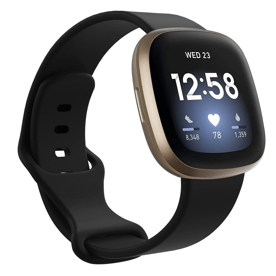 Compatible with Fitbit Sense Bands and Fitbit Versa 3 Bands,Silicone Replacement Smartwatch Tracker Bands Flexible Durable Watch Straps for Kids Women Man (Small, Black)