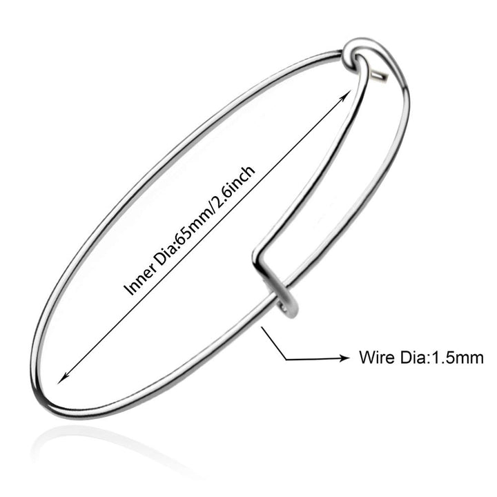 60 Pcs Expandable Bangle Bracelets, Adjustable Stainless Steel Wire Blank Bracelets Bulk for Women DIY Jewelry Making 2.6inches