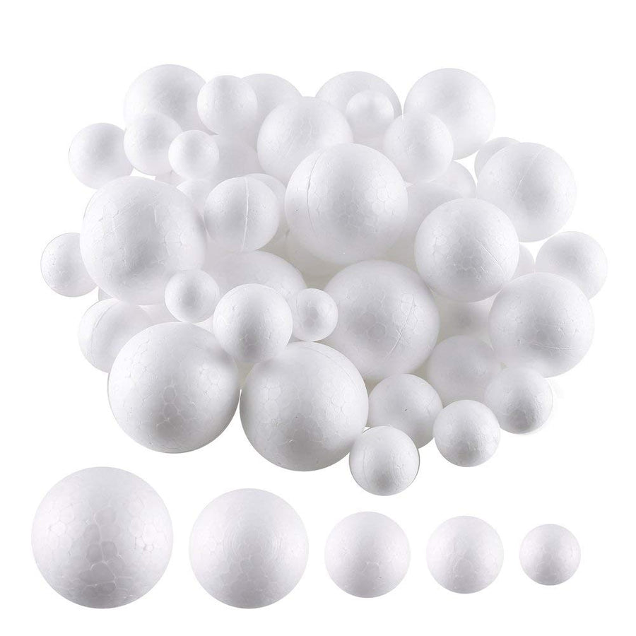 80 Pieces White Foam Balls 0.8-2 Inches Craft Styrofoam Balls Assorted Sizes Art Decoration Balls for Christmas Ornament
