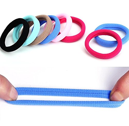 Set Of 24 Multicolor Hair Bands Ties Elastics Ponytail holders No Crease Thick Seamless Cotton Stretch Hair Ties Durable Headband for Baby Kids Girls Women (Multicolor)