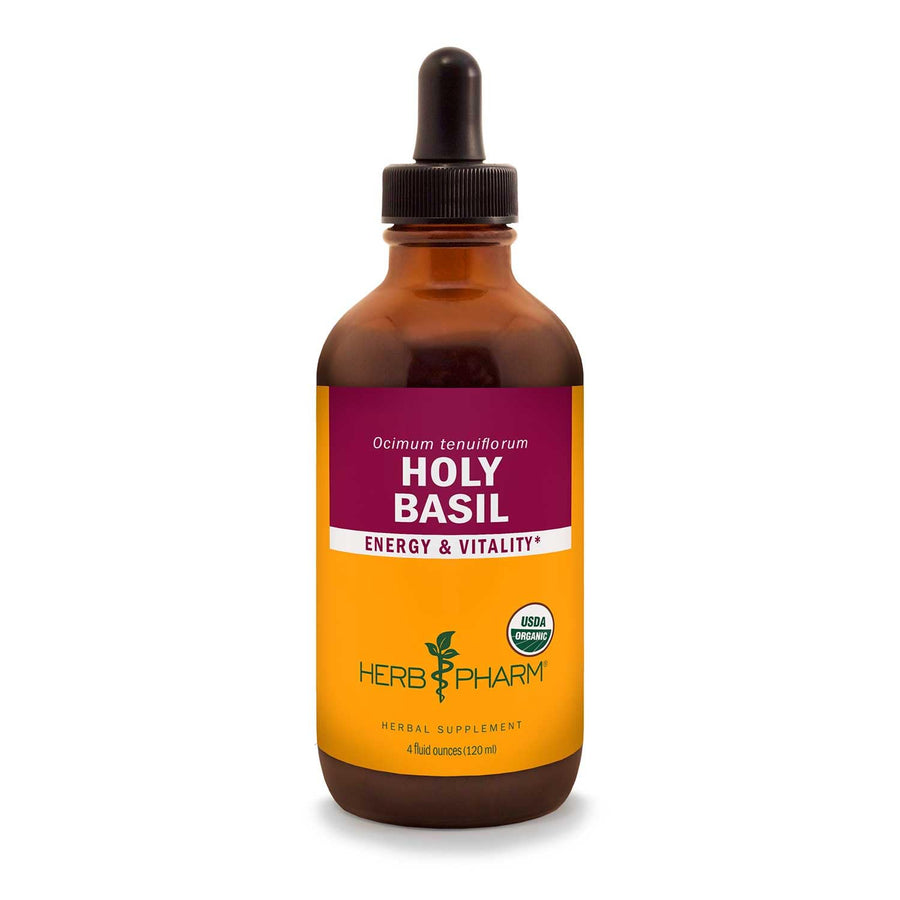 Certified Organic Holy (Tulsi) Liquid Extract for Energy and Vitality basil, 4 Fl Oz