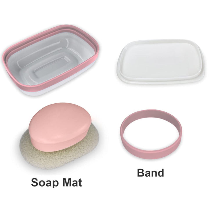2Pack Travel Soap Holders, Soap Bar Box Dish Container Case,with Sponge Saver&amp; Band,for Travel (Blue &amp; Pink)