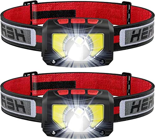 Rechargeable LED Headlamp Flashlight, 2-Pack 1000 Lumen Super Bright Motion Sensor Head Lamp, IPX5 Waterproof, Bright White Cree Led &amp; Red Light Perfect for Running, Camping, Hiking &amp; More