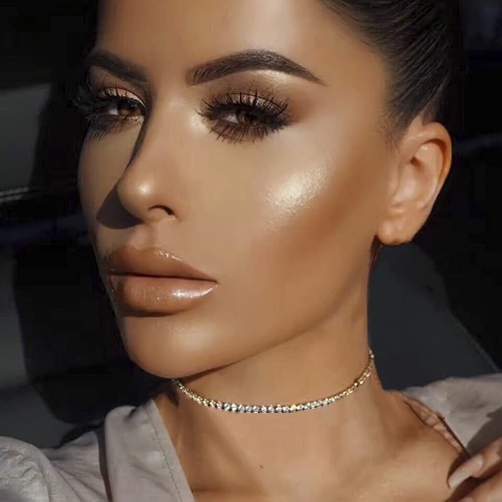 Rhinestone Choker Necklaces Silver Plated 1 Layer Necklace Chain Jewelry for Women