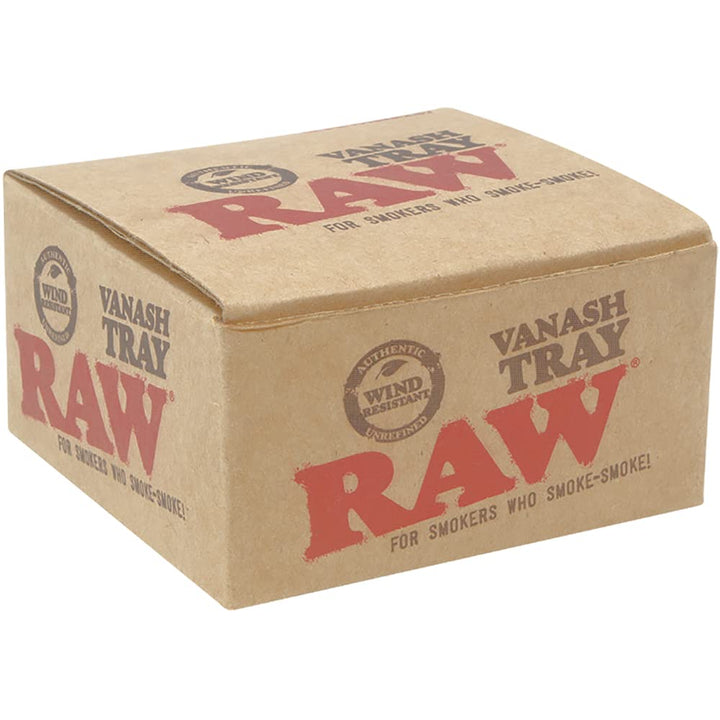 Raw Vanash Windproof Ashtray gold colour with DeLaCruzV Sticker.