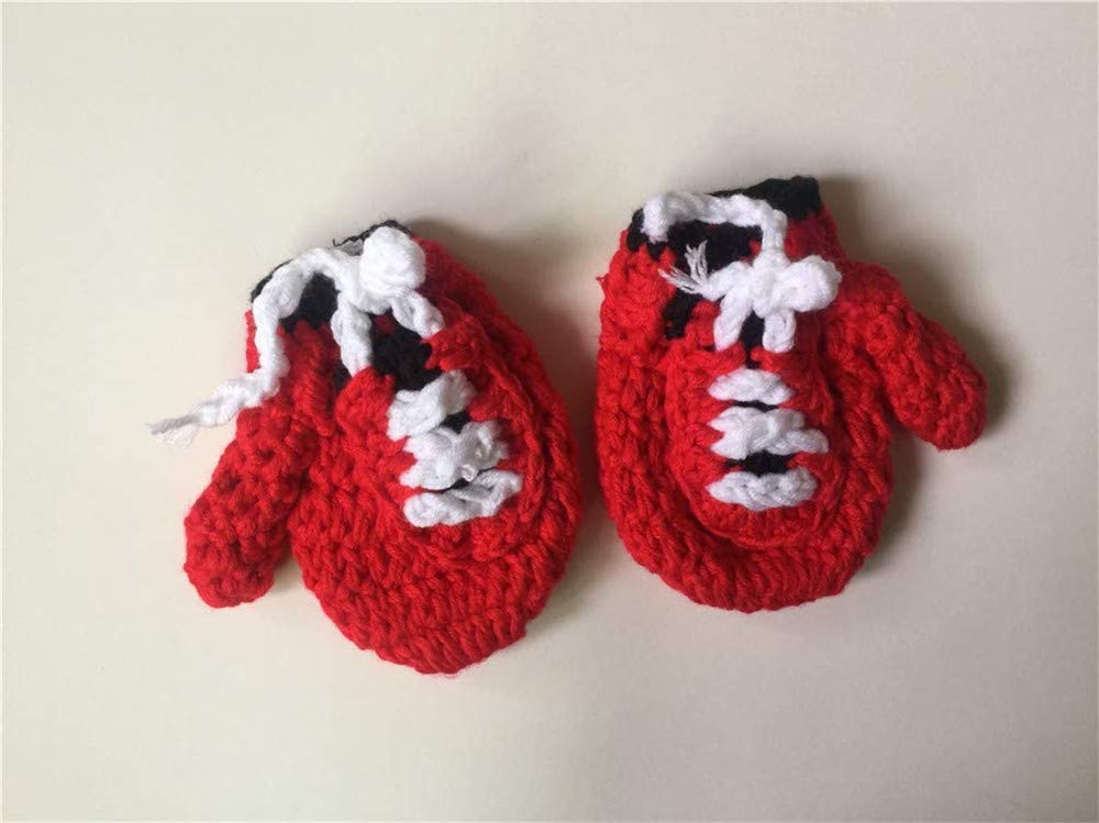 Newborn Photography Prop Infant Baby Boxing Gloves Pant Crochet Costume Knitted Shoot Outfits Knitted for 6-12 Months Baby Boy