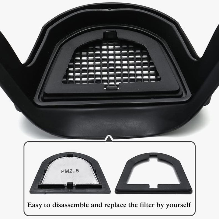 Unisex Super Protective Anti-Fog Face Shield with Detachable Flter, Hd Transparent Full Face shield,Reusable Eye, Nose, Mouth Protection (Black)
