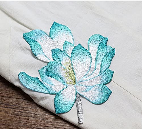 Beautiful Lotus Flower Patch, Elegant Lotus Blossom Embroidered Applique for Clothes Backpacks T-Shirt Jeans Skirt Vests Scarf Hat Bag (Blue Lotus)