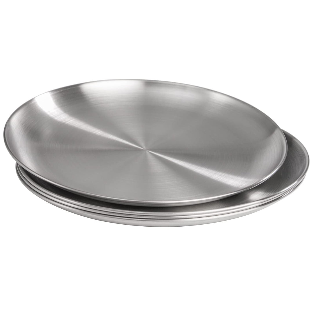 TOPZEA 4 Pack 304 Stainless Steel Dinner Plates, 10 Inc