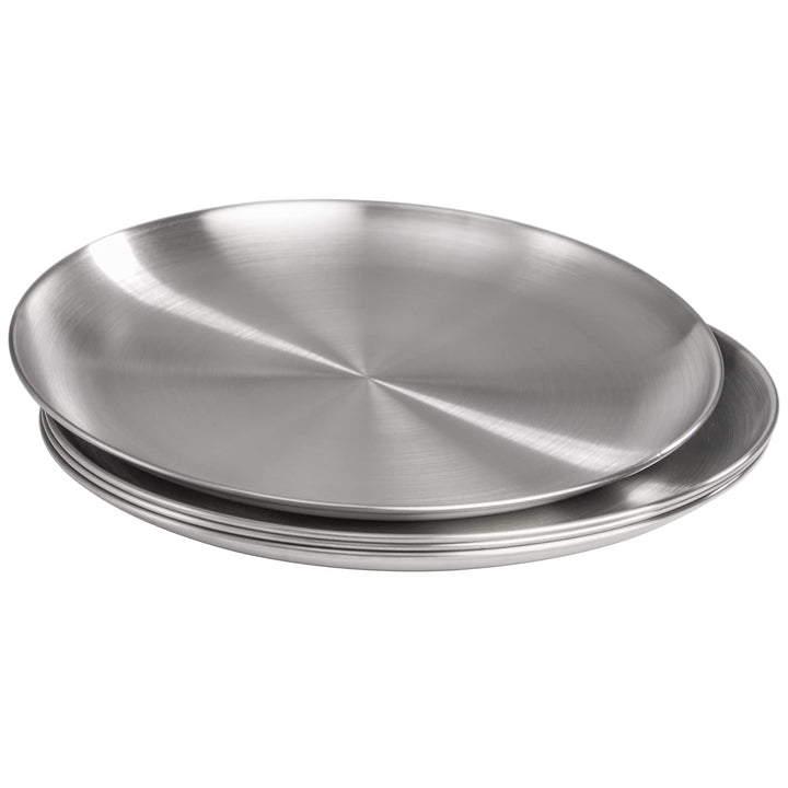 TOPZEA 4 Pack 304 Stainless Steel Dinner Plates, 10 Inc