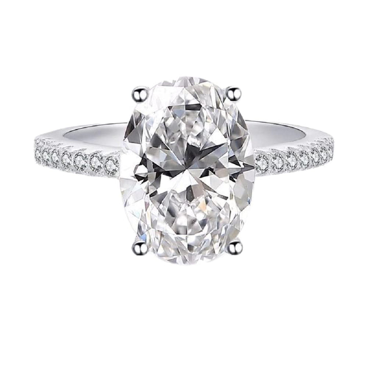 Classic Promise Ring 925 Sterling Silver Oval Cut 3ct AAA CZ Zircon Engagement Rings for Women Cubic Zirconia Promise Halo Solitaire Engagement Ring Size 6-10 (US Code 9)