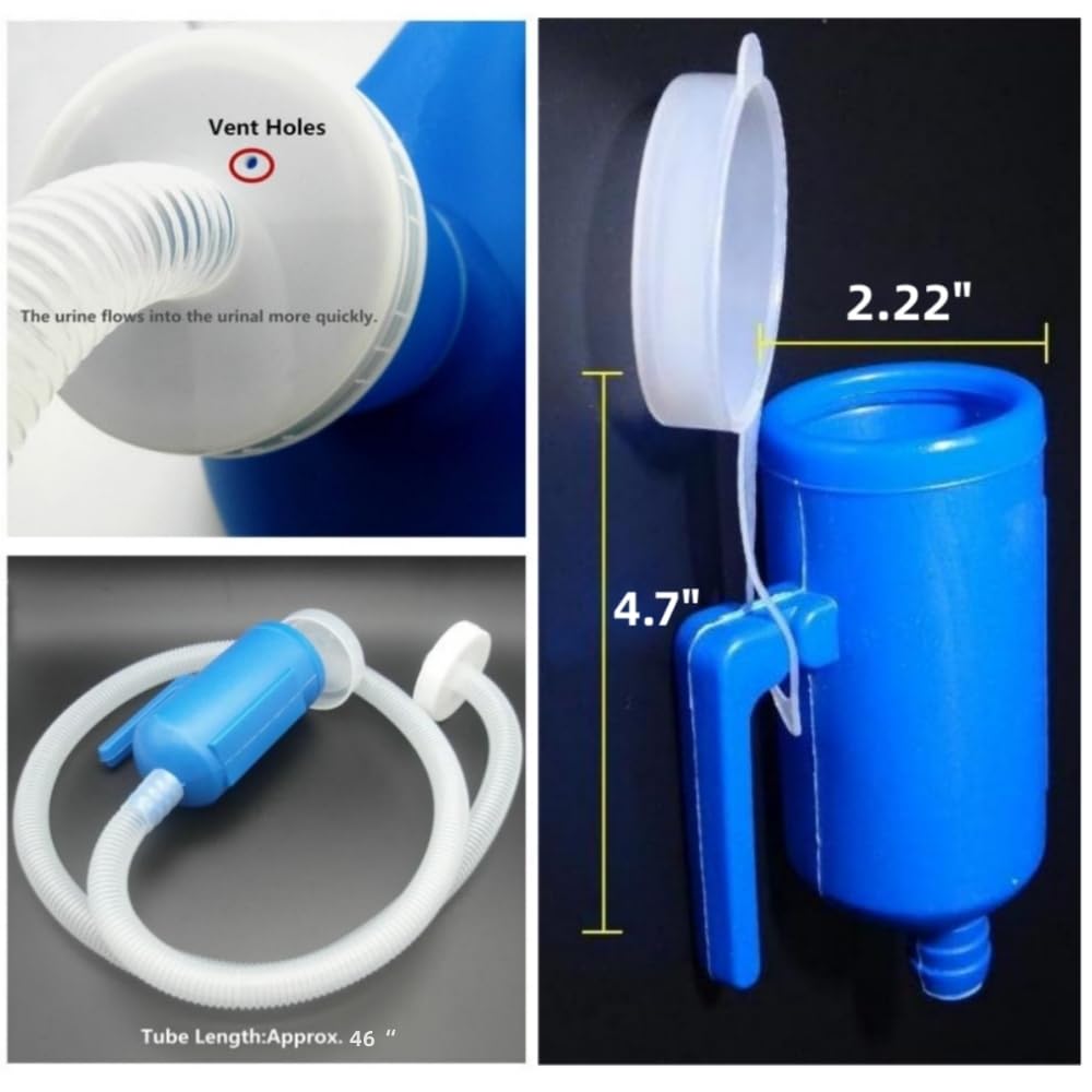 Men&#39;s 2000ML Portable Potty Pee Bottle Male Urinal Collector for Hospital Camping Car Travel Toilet Urinal,130 CM Tube (Blue)