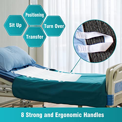 Washable Bed Pads with 8 Sturdy Handles 34”×52” Extra Large Reusable Underpads 4-Layers Leakproof Chucks Pads Washable for Incontinence (2 Pack)