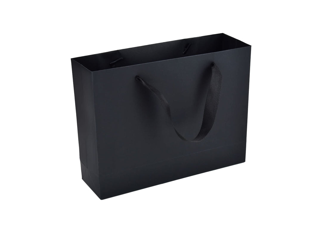 Black Paper Bags,Shopping bags with Ribbon Handles,20Pcs,10.6x8.3x3.1,Craft Gift Bags for Clothes,Bulk Lunch Bags,Retail Bags,Party Favor Bags,Merchandise Business Bags,Wedding Bags