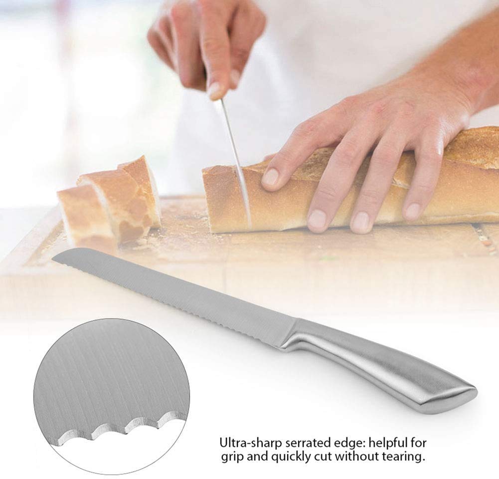 Bread Knife Stainless Steel Serrated Baking Knife Cake Bread Kitchen Cutter Hand Tool