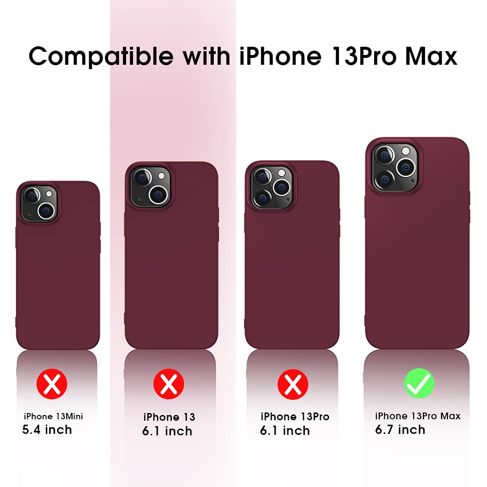 Compatible iPhone 13 Pro max Case Slim Fit Ultra-Thin [Guardian Series] Soft TPU Matte Finish Coating Phone Cases Lightweight Back Cover Grip for iPhone 13 Pro max 6.7 (2021)-Wine red