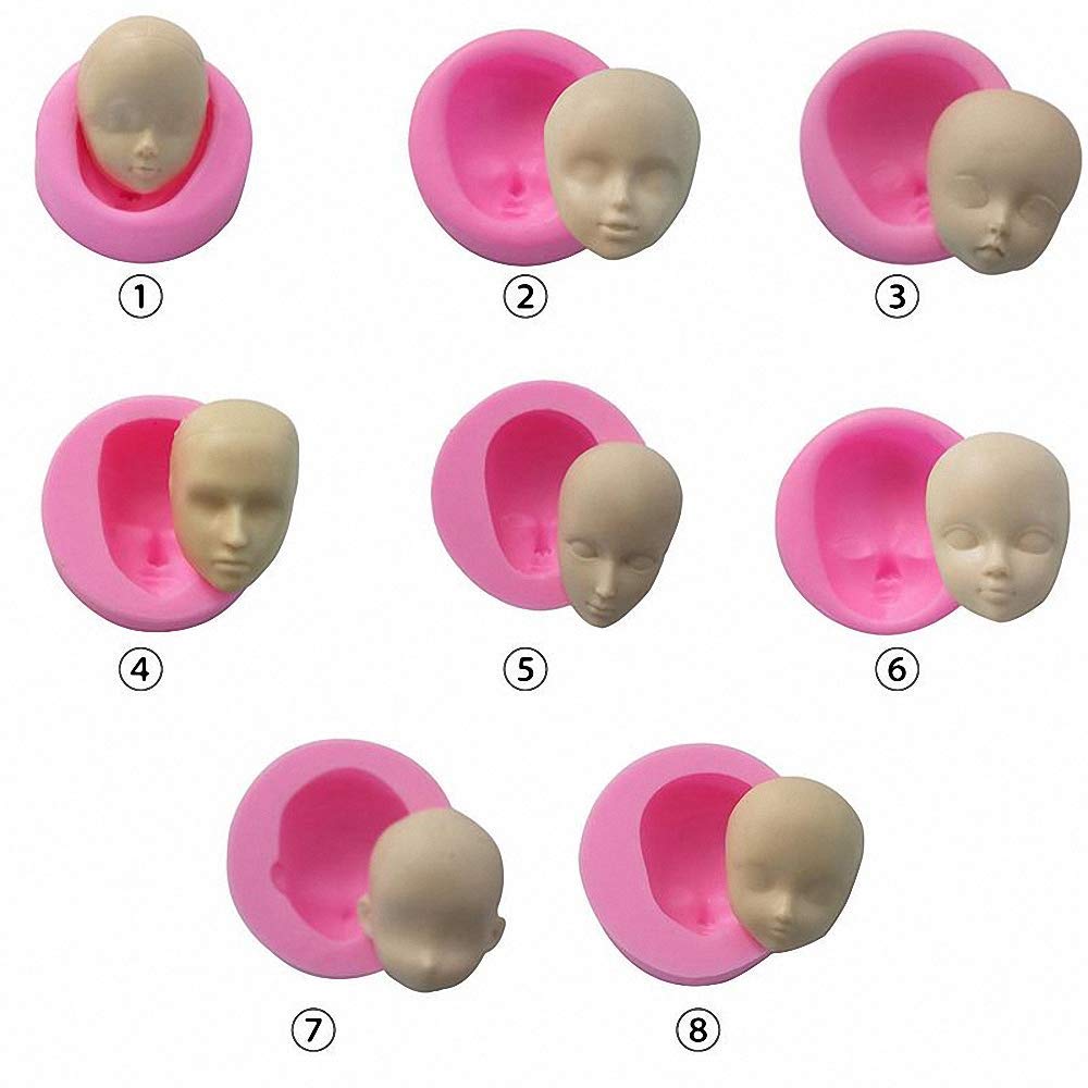 8Pcs/Set 3D Baby Face Soft Clay Mold Tools Doll Faces S