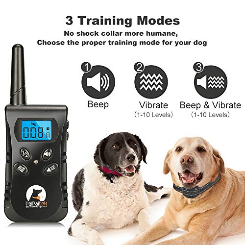 Vibrating Dog Collar, No Shock Dog Training Collar 2 Dogs, Deaf Dog Collars w/2 Receivers, Rechargeable &amp; Waterproof, Up to 1600Ft Remote Range