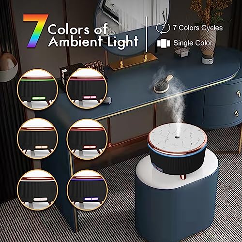 Diffusers for Essential Oils Large Room, 500ml Aromatherapy Diffuser Cool Mist Humidifier with Remote Control,7 Colors Lights &amp; 3 Mist Mode Waterless Auto Off for Women Office Home Black