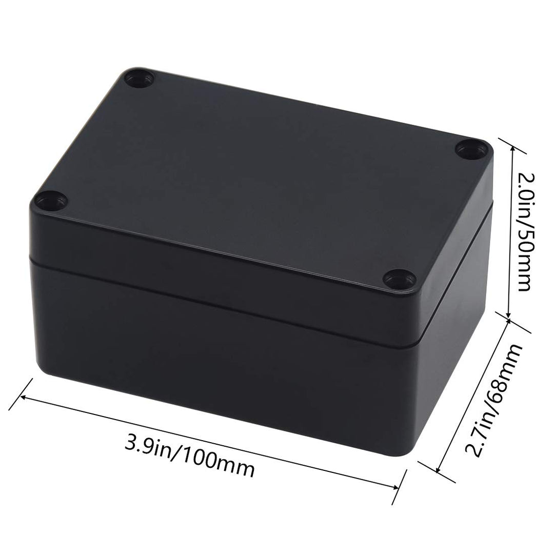 Junction Box, Project Box IP65 Waterproof Outdoor Box ABS Plastic Electrical Boxes Electronic Enclosure Black 3.94 x 2.68 x 1.97 inch (100X68X50mm) (Pack of 2)